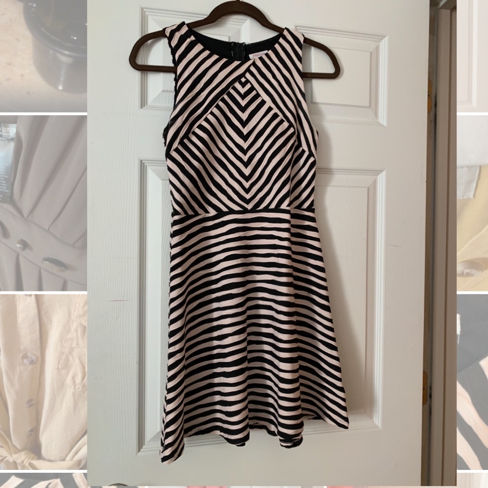 Black and white striped dress